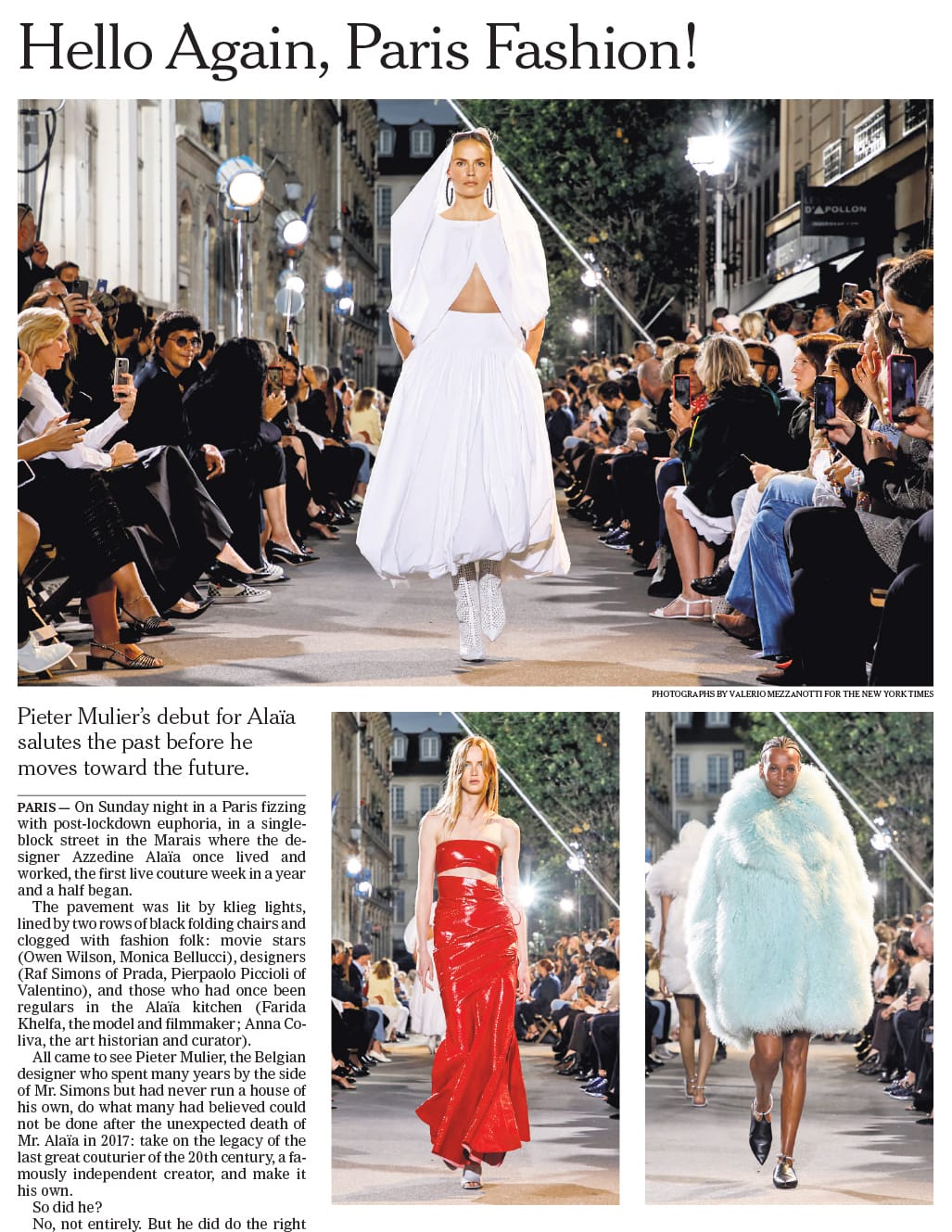 Alaia Fashion Show, Photo By Valerio Mezzanotti For The New York Times