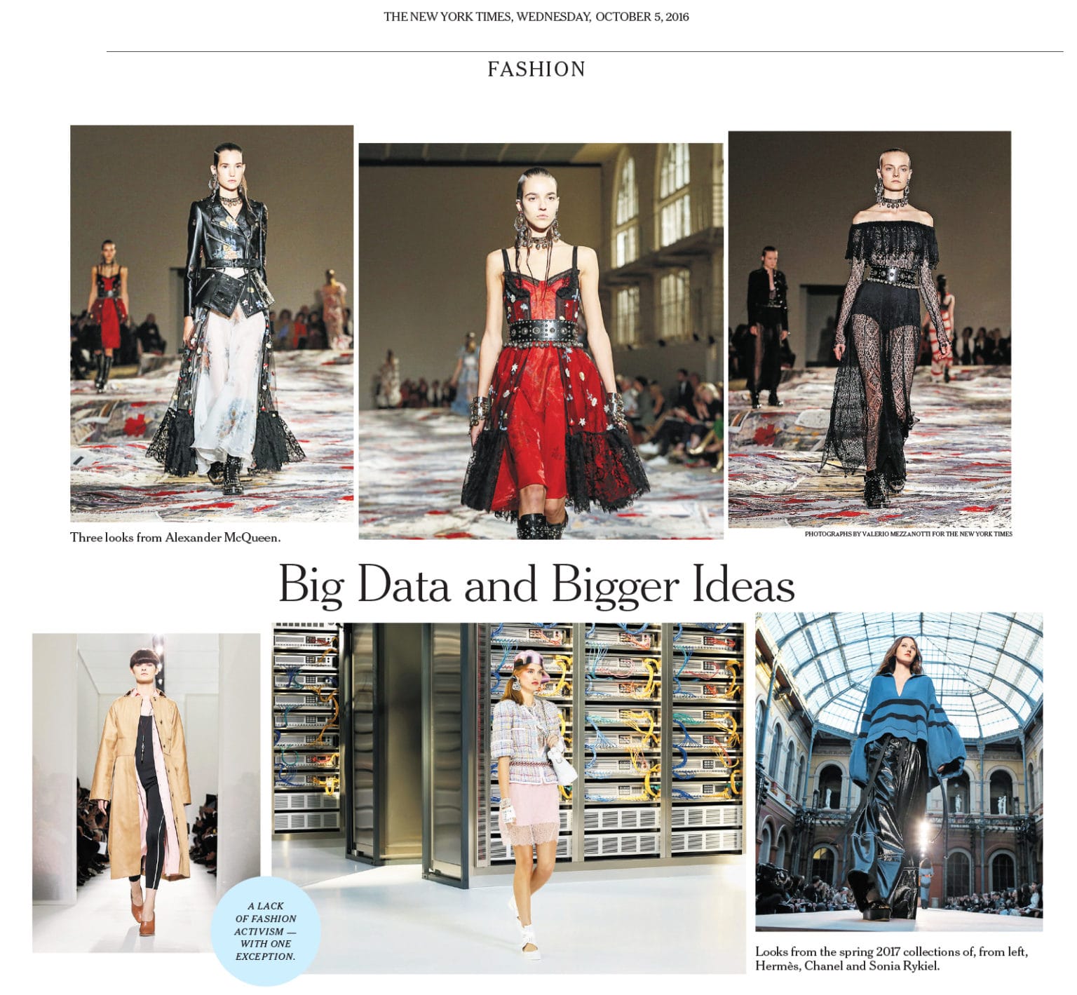 Alexander McQueen, Hermès, Chanel and Sonia Rykiel  Review, Photo by Valerio Mezzanotti for The New York Times