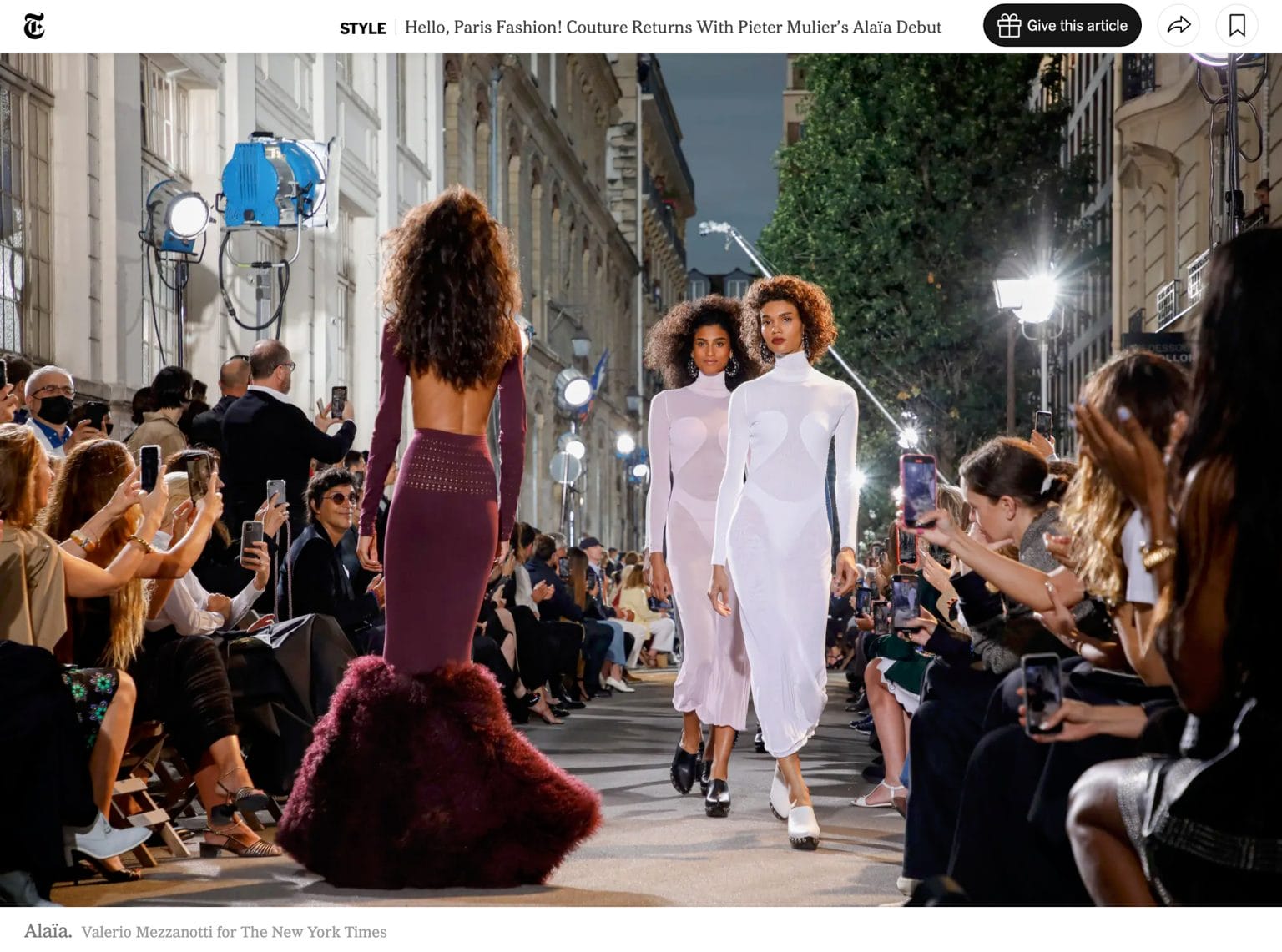 Alaia Fashion Show, Photo By Valerio Mezzanotti For The New York Times