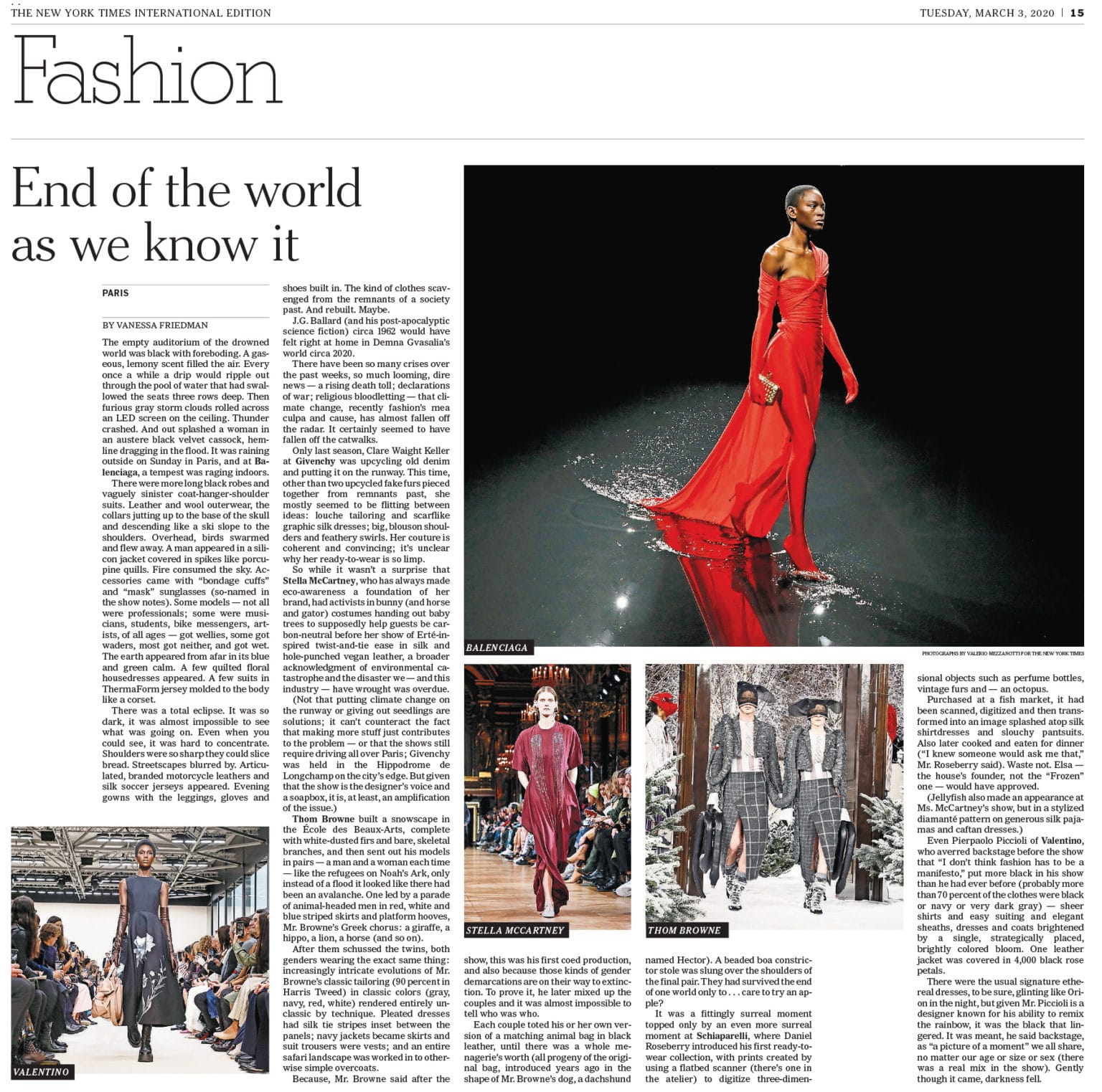 Balenciaga, Valentino, Stella McCartney and Thom Browne review, Photo by Valerio Mezzanotti for The New York Times