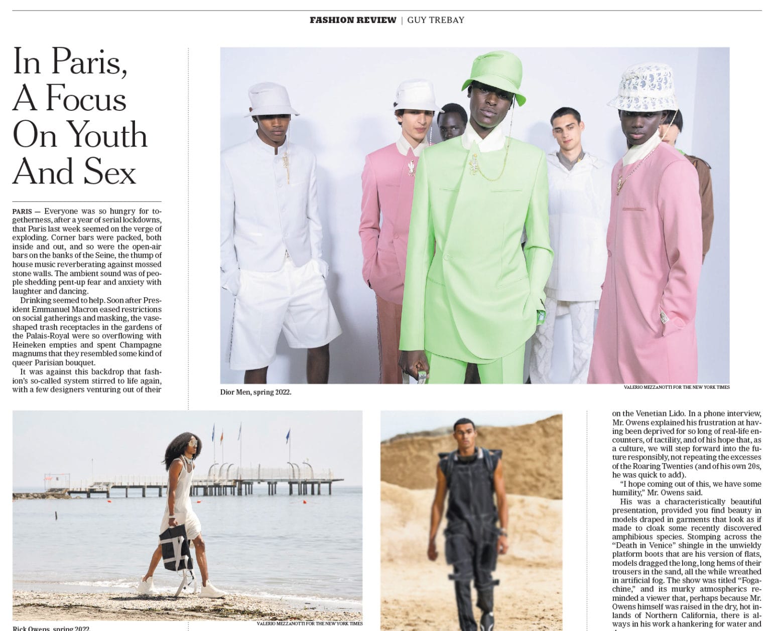 Dior and Rick Owens Review, Photo by Valerio Mezzanotti for The New York Times