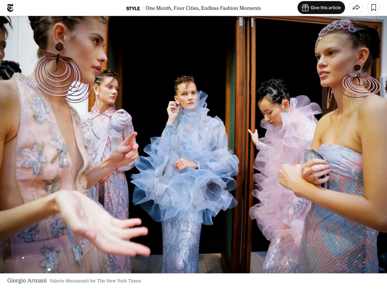 Giorgio Armani Fashion Show Backstage, Photo By Valerio Mezzanotti For The New York Times