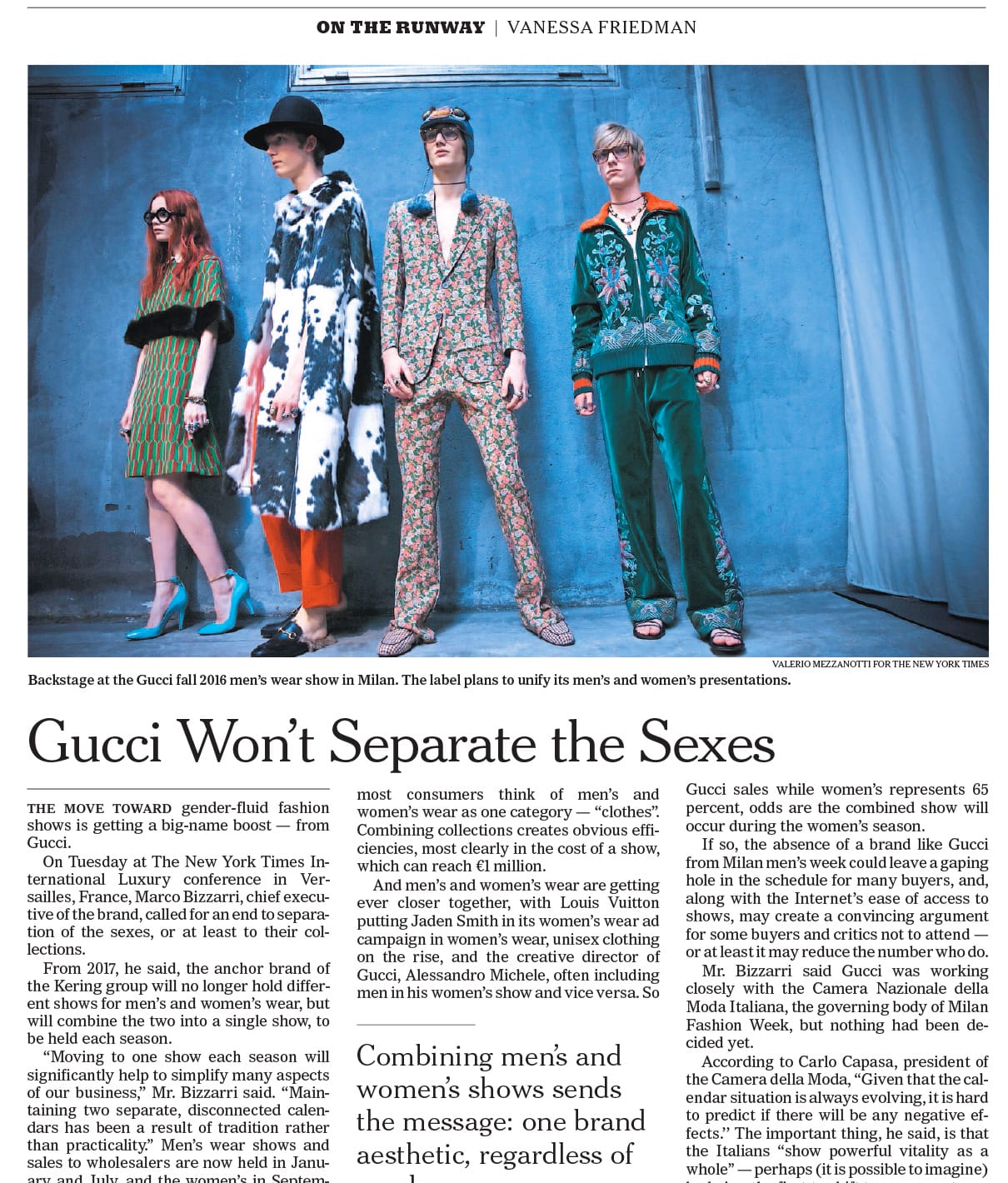 Gucci Fashion Show Backstage, Photo by Valerio Mezzanotti for The New York Times