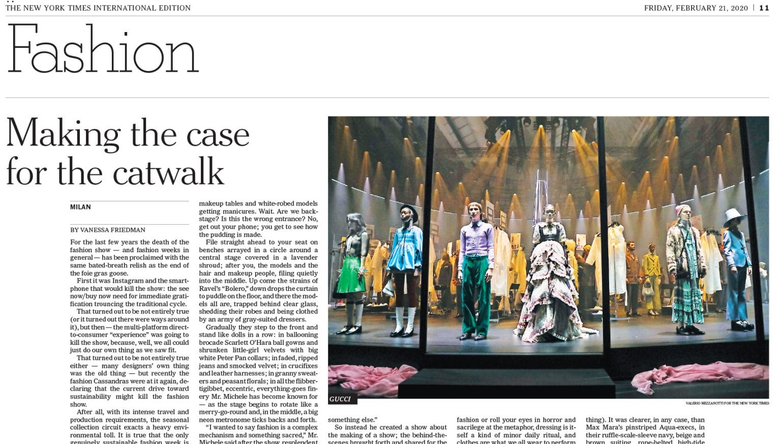 Gucci Fashion Show, Photo by Valerio Mezzanotti for The New York Times