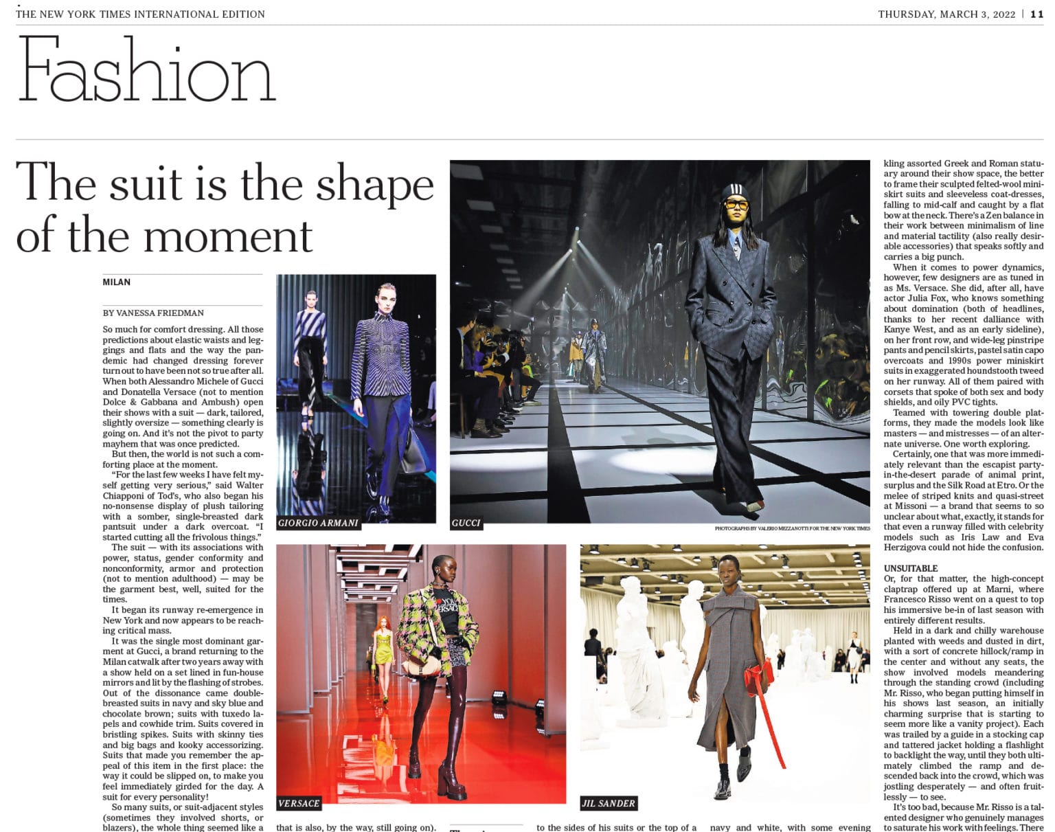 Gucci Fashion show, Photo by Valerio Mezzanotti for The New York Times