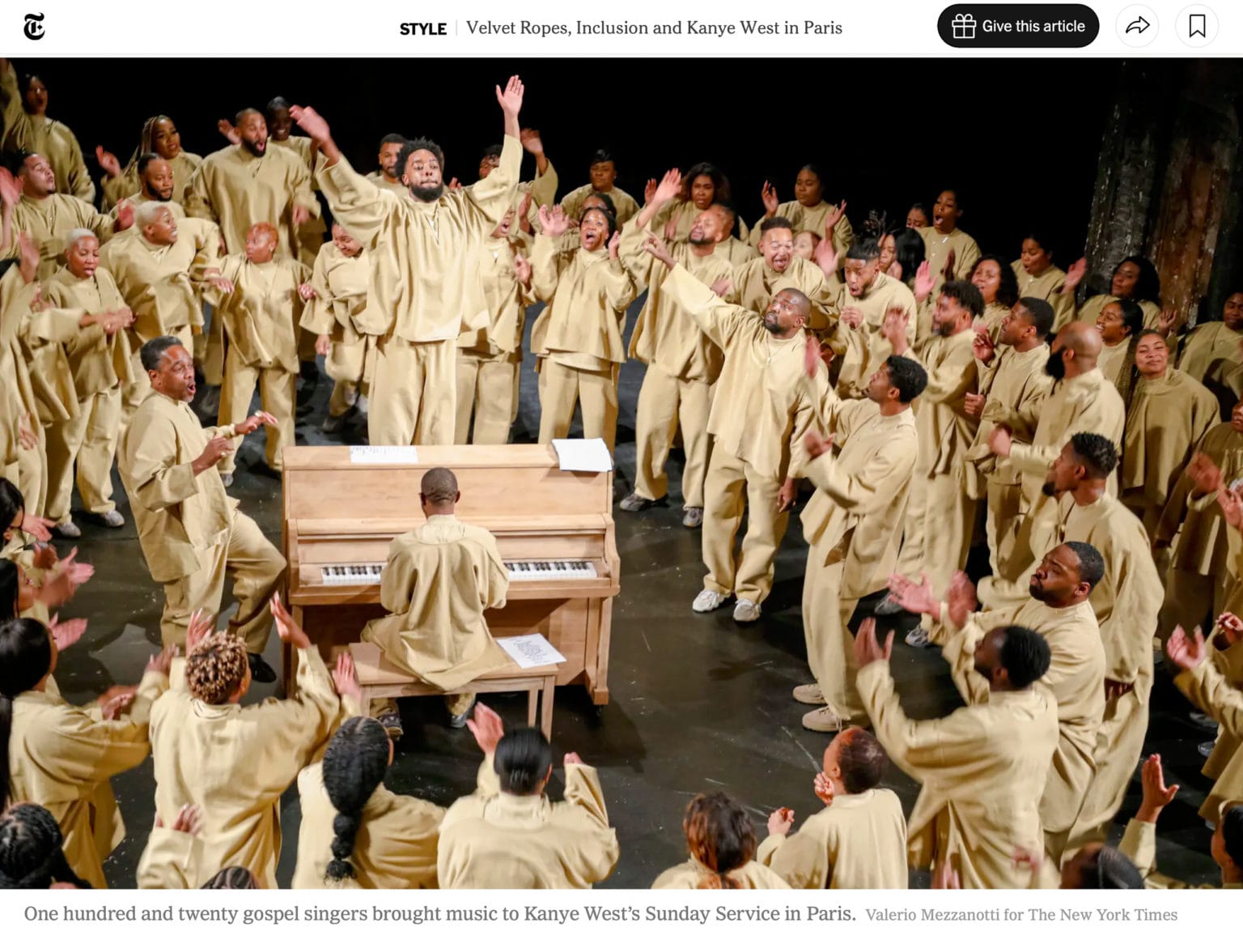 Kanye West Sunday Service in Paris, Photo by Valerio Mezzanotti for The New York Times