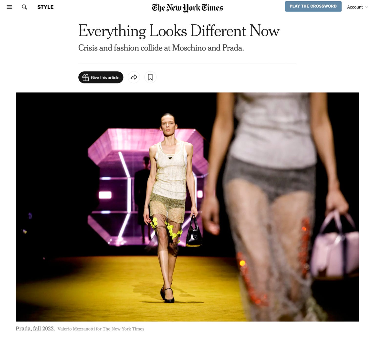 Prada Fashion Show, Photo by Valerio Mezzanotti for The New York Times