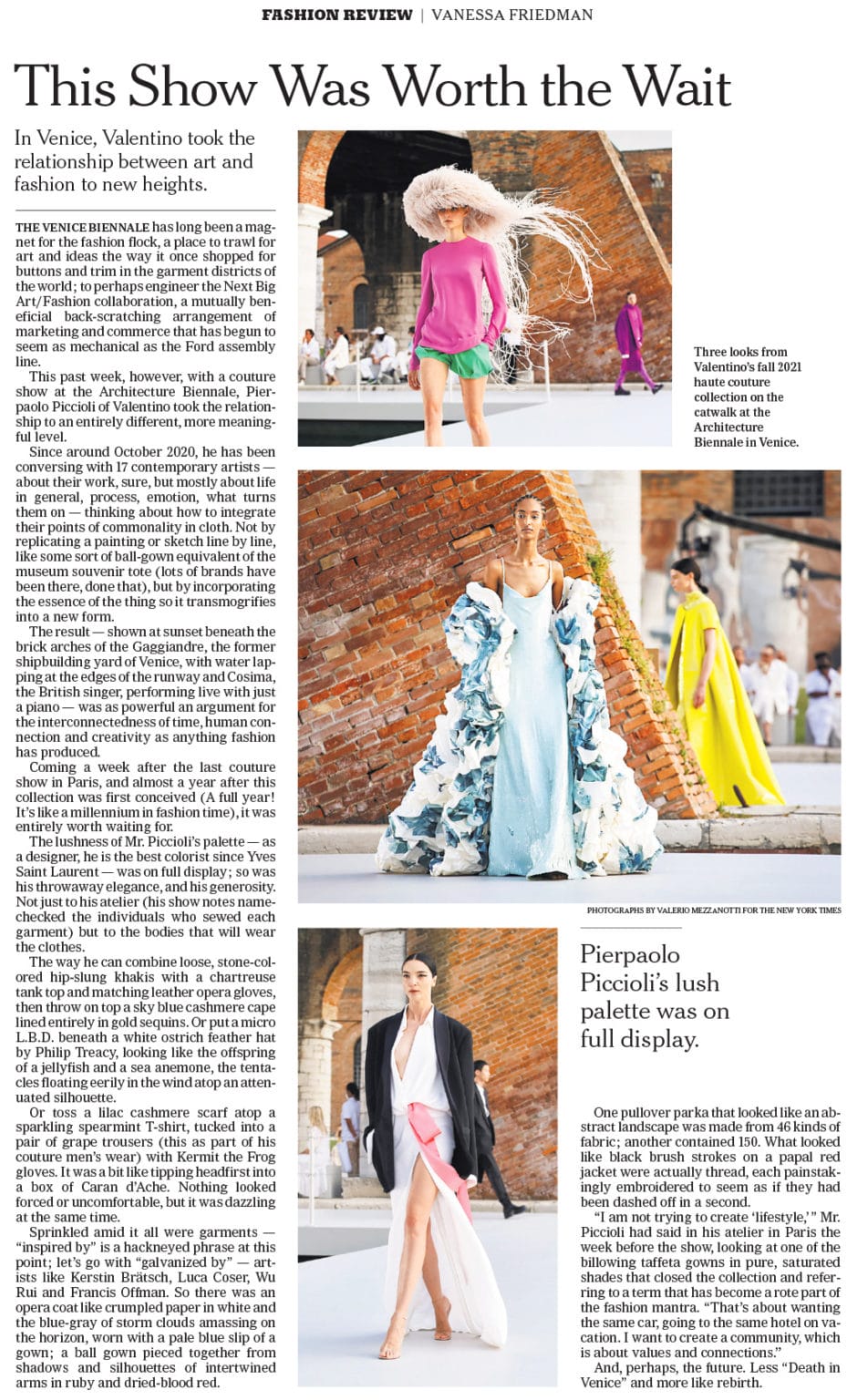 Valentino Fashion show, Photo by Valerio Mezzanotti for The New York Times